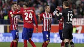 Los jugadores del Atlético de Madrid, celebrando una victoria | EFE