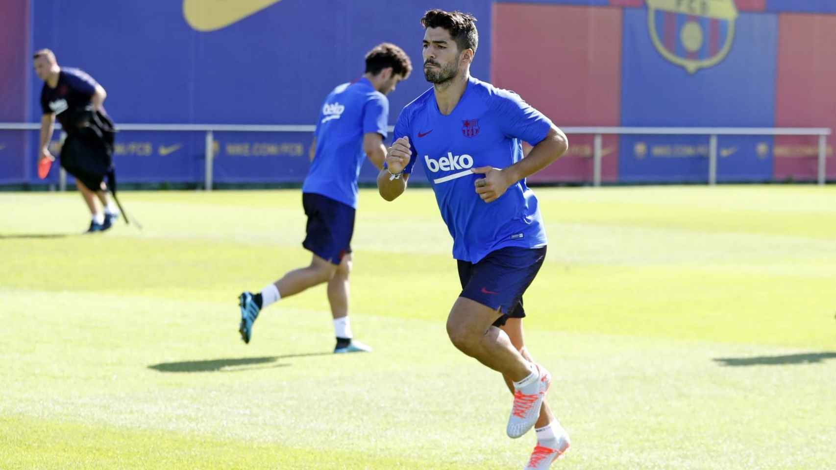 Luis Suárez, en el entrenamiento de este viernes / FC Barcelona
