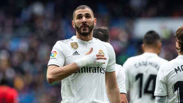 Benzema celebra el gol anotado con el Real Madrid ante el Athletic / EFE