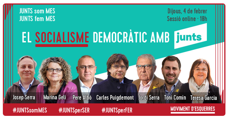 Puigdemont, en el cartel de la charla sobre socialismo democrático de Moviment d'Esquerres