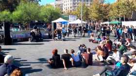 Imagen de la acampada independentista que ha tomado la plaza Universidad de Barcelona / CG