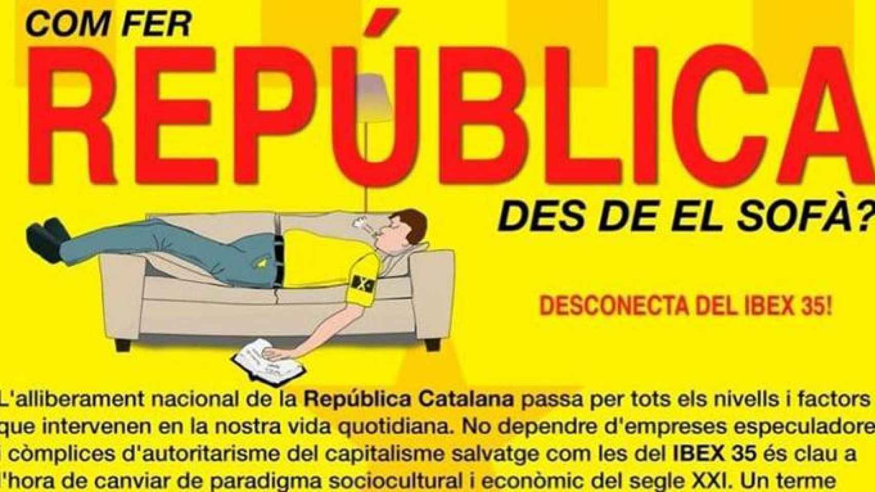 Folleto distribuido por el CDR de Martorell donde se enseña a hacer república desde el sofá consumiendo solo en empresas afines al independentismo / CG
