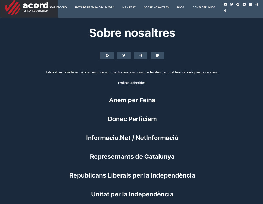 Página web de Acord per la Independència 