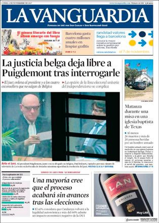 Portada de 'La Vanguardia' del 6 de noviembre de 2017 / CG