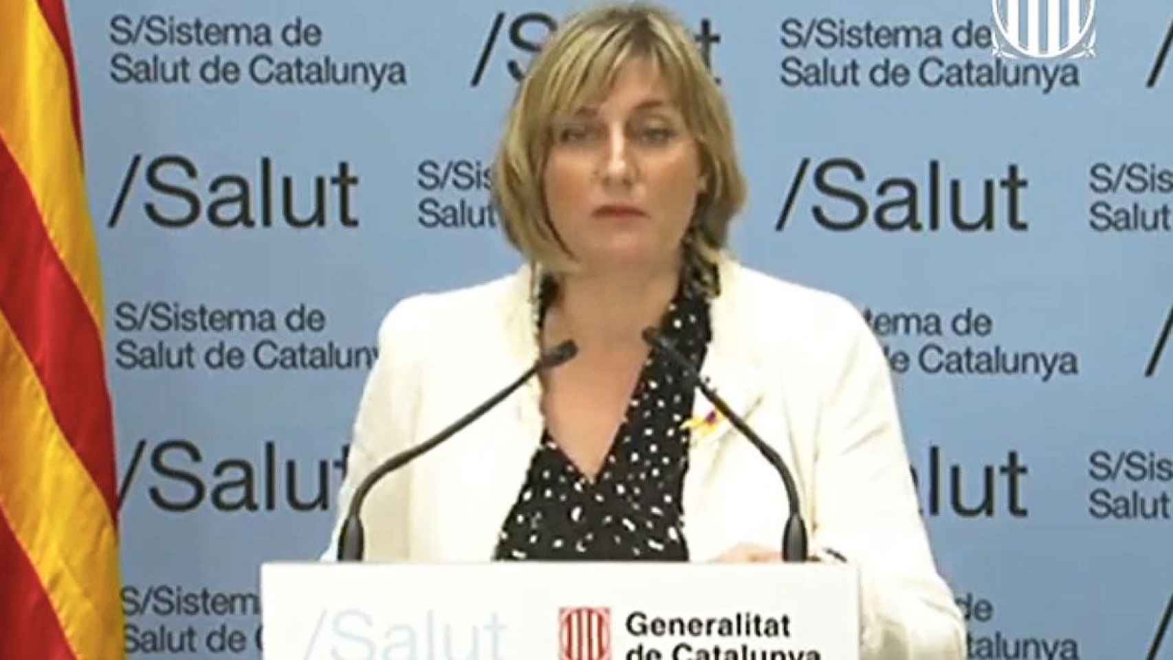 La consejera catalana de Salud, Alba Vergés, durante su explicación sobre el triaje en las UCI / CCMA