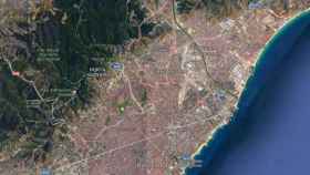 Imagen aérea de Barcelona, con el distrito de Nou Barris seleccionado en color rojo / CG
