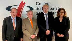 El presidente de Pimec, Josep González (i), junto a los candidatos Enric Crous (2i) y José María Torres (2d) / CG