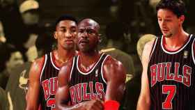 Michael Jordan, junto a Scottie Pippen y Toni Kukoc | REDES