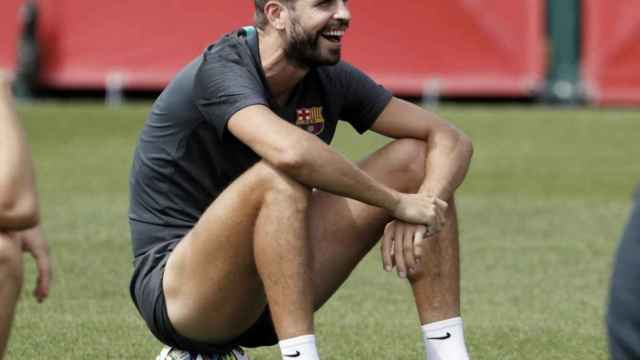 Una foto de Gerard Piqué durante un entrenamiento del Barça / FCB