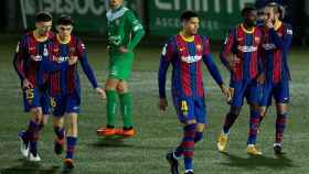 Los jugadores del Barça celebran un gol contra el Cornellá / EFE