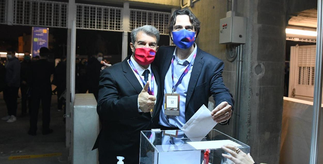Joan Laporta, junto a Jordi Finestres en las elecciones del Barça | Twitter