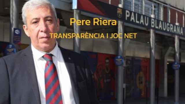 Cartel del precandidato Pere Riera / 'Transparencia i joc net'