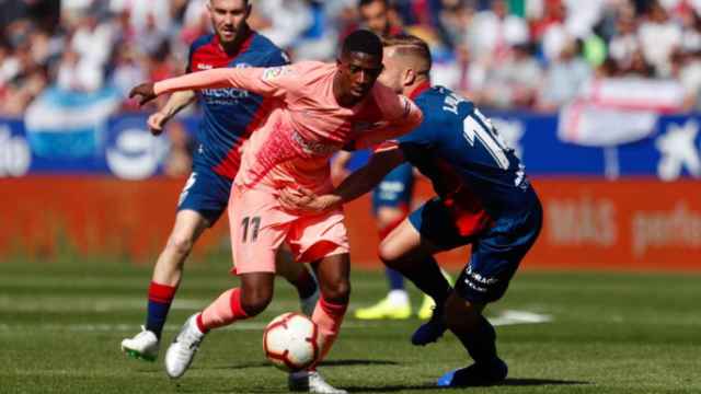 Dembelé jugando con el Barça en el Alcoraz / FC Barcelona