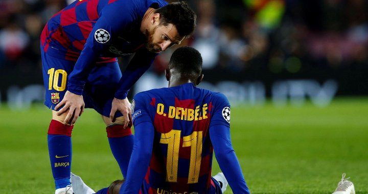 Dembelé cayó lesionado ante el Borussia | EFE