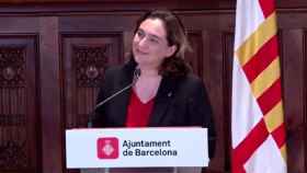 La alcaldesa de Barcelona Ada Colau, en su declaración institucional sobre la violencia radical en Barcelona / CG