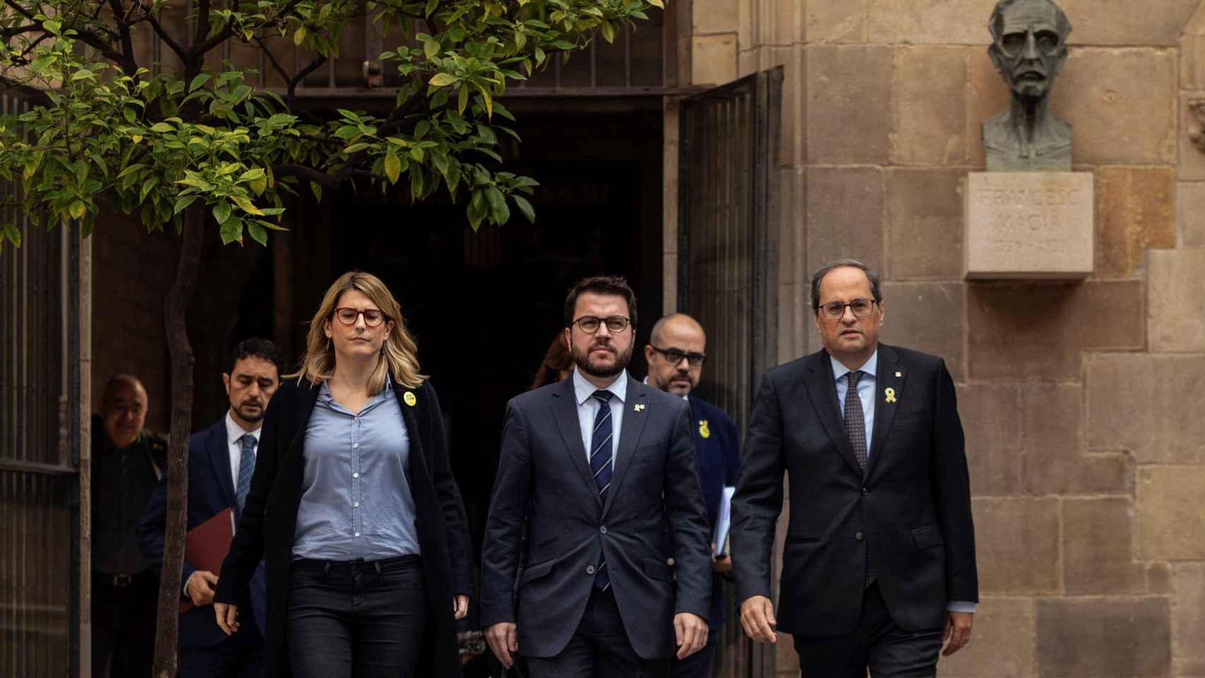 Elsa Artadi, Pere Aragonès y Quim Torra, en la Generalitat / EFE
