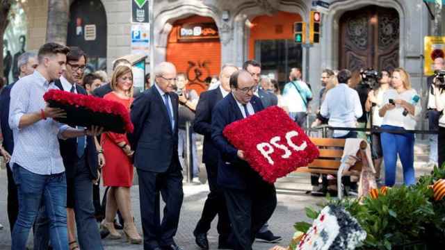 Miquel Iceta, primer secretario del PSC en la ofrenda floral al monumento de Rafael Casanova / EFE