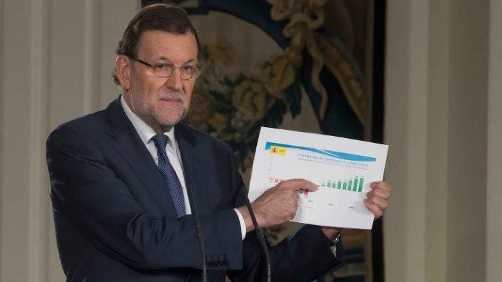 El presidente del Gobierno, Mariano Rajoy, en su comparecencia de este viernes para hacer balance de la legislatura y presentar los presupuestos de 2016
