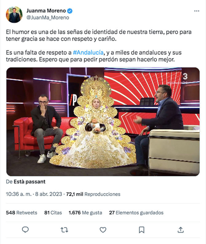 El tuit de Juanma Moreno, presidente andaluz / CG