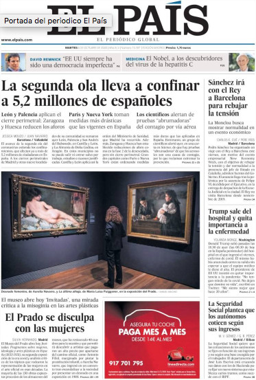 Portada de 'El País' del 6 de octubre de 2020 / KISOKO.NET