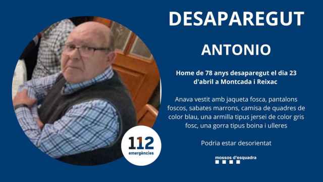 Buscan a Antonio, desaparecido en Montcada i Reixac / MOSSOS