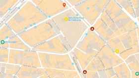 Imagen del mapa del crimen de Barcelona, con los delitos y actos violentos que ocurren en cada barrio / Google Maps