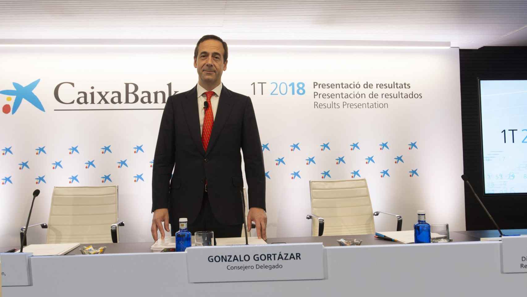El consejero delegado de Caixabank, Julio Gortázar, en la presentación de resultados