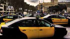 Taxis de Barcelona en la plaza Cataluña de la Ciudad Condal / CG