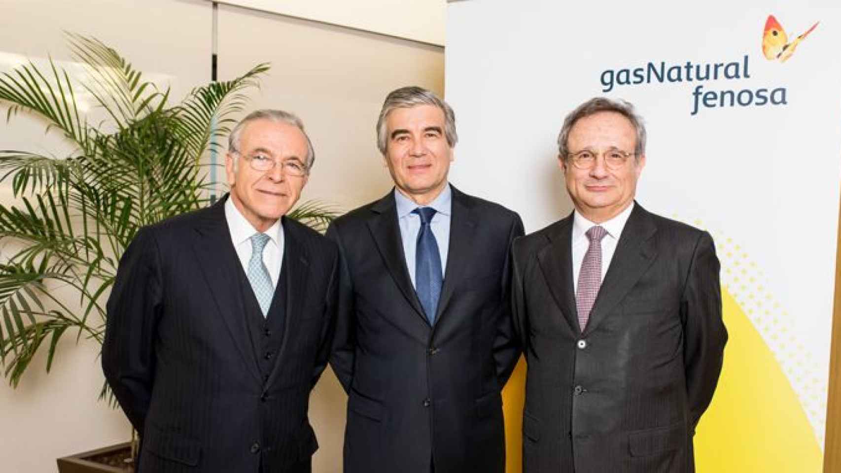 Isidro Fainé, presidente honorífico de Gas Natural Fenosa; Francisco Reynés, presidente ejecutivo; y Rafael Villaseca, presidente de la Fundación Gas Natural Fenosa / GNF