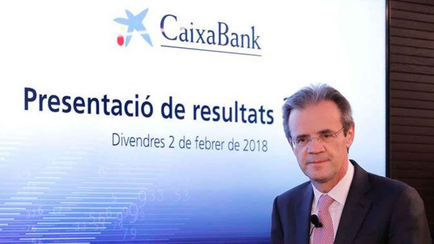 Jordi Gual, presidente de Caixabank, en la presentación de los resultados de la entidad de 2017 en Valencia / EFE
