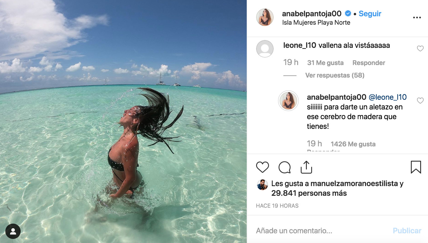 Anabel Pantoja posa en bañador y un 'hater' suyo la critica / INSTAGRAM