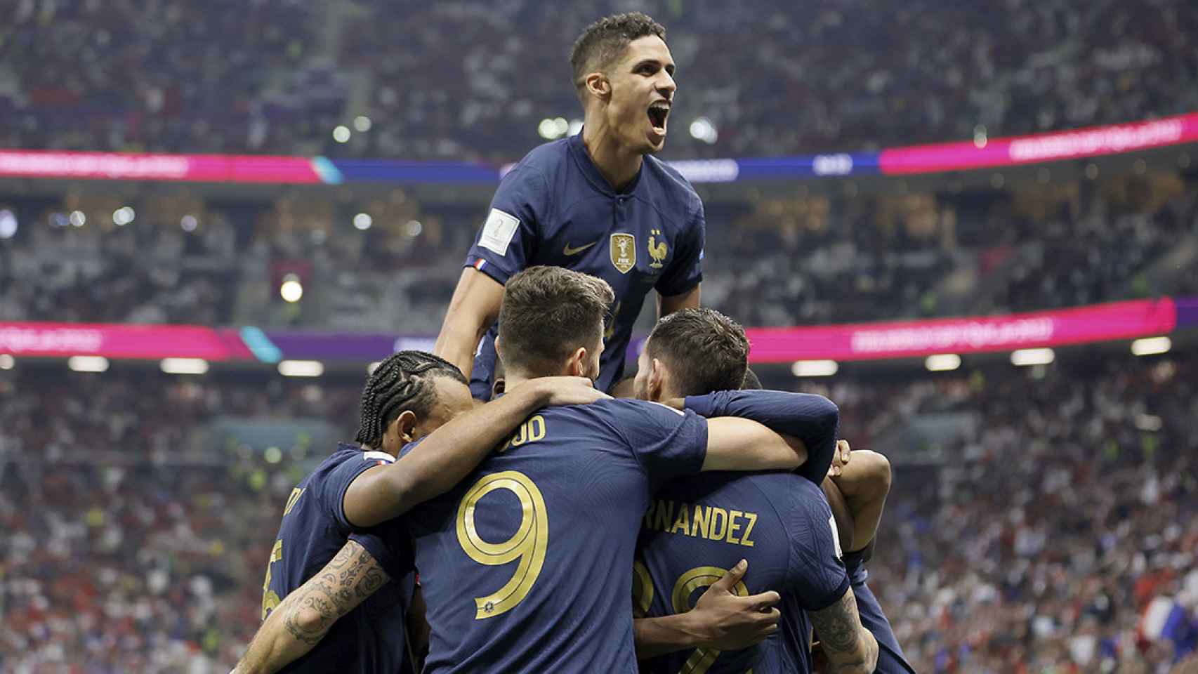 Francia festeja el gol del triunfo contra Marruecos en las semifinales del Mundial / EFE