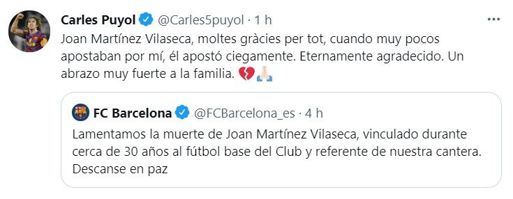 Carles Puyol despidiéndose de Martínez Vilaseca / Redes