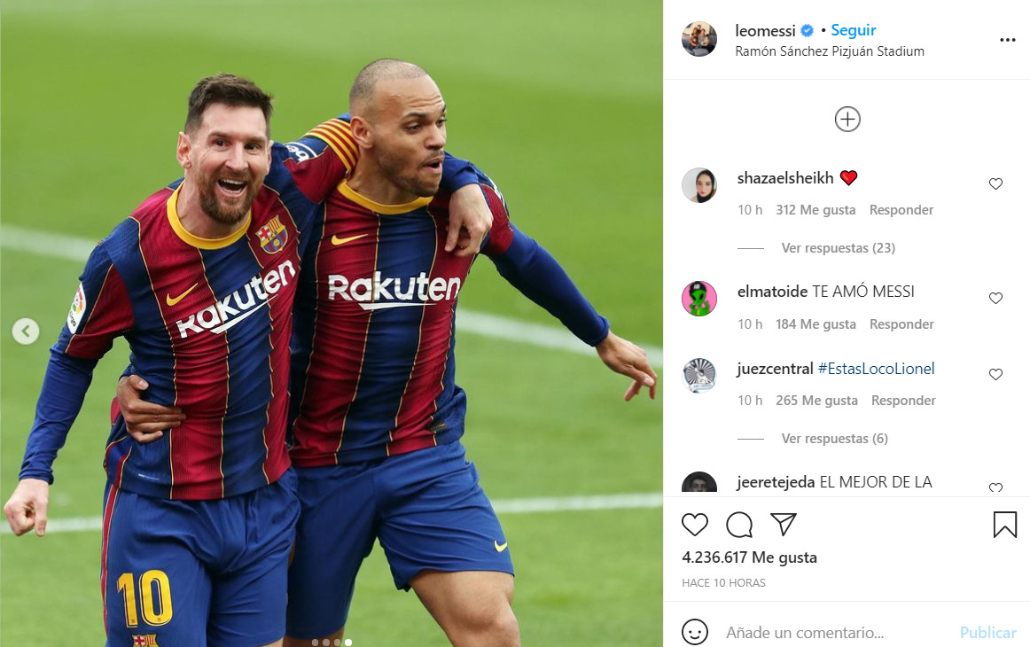 Messi y Braithwaite en la publicación del argentino en redes sociales / Redes