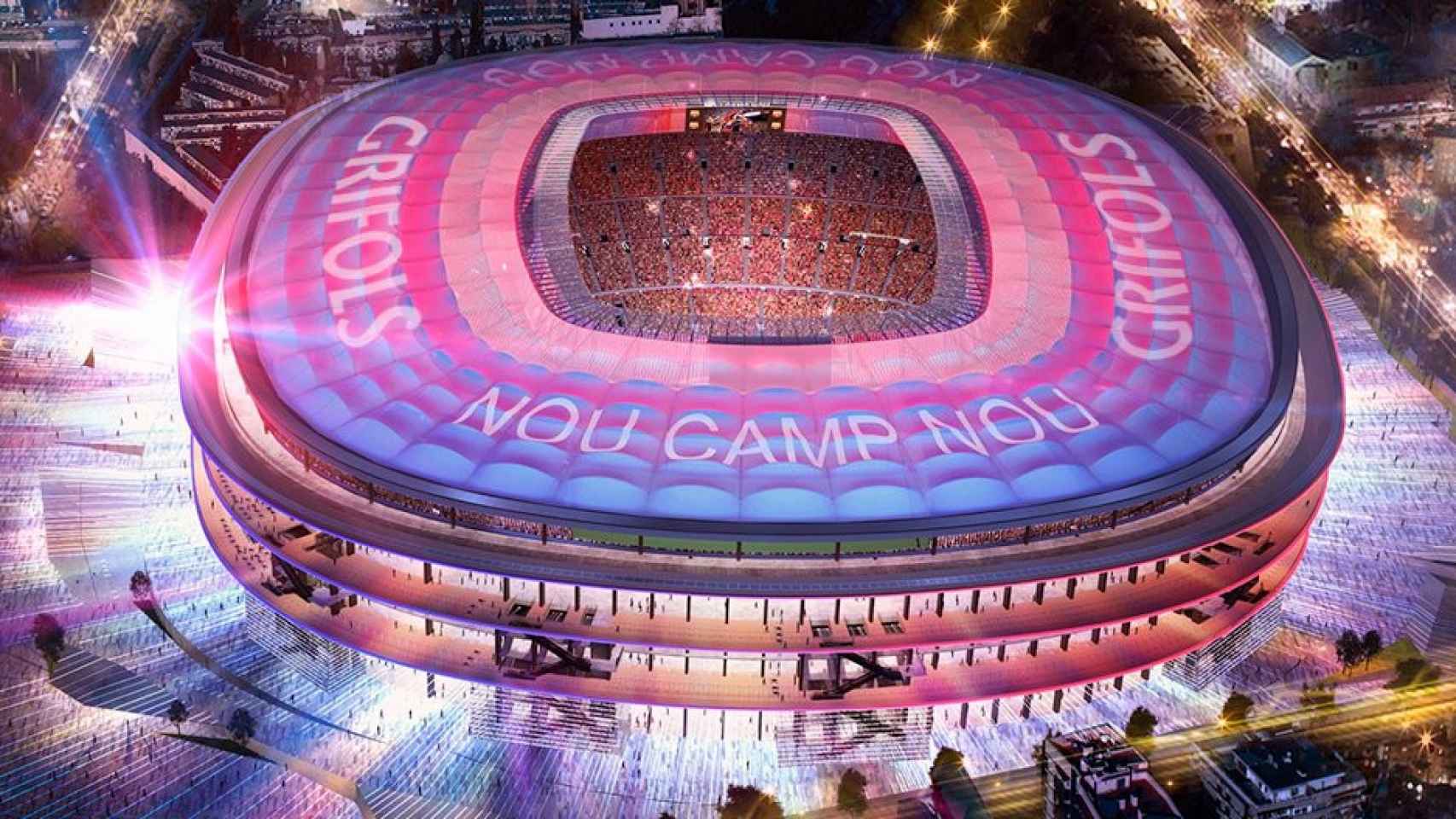 Una imagen del futuro Nou Camp Nou con el patrocinio de Grifols / FOTOMONTAJE DE CULEMANÍA