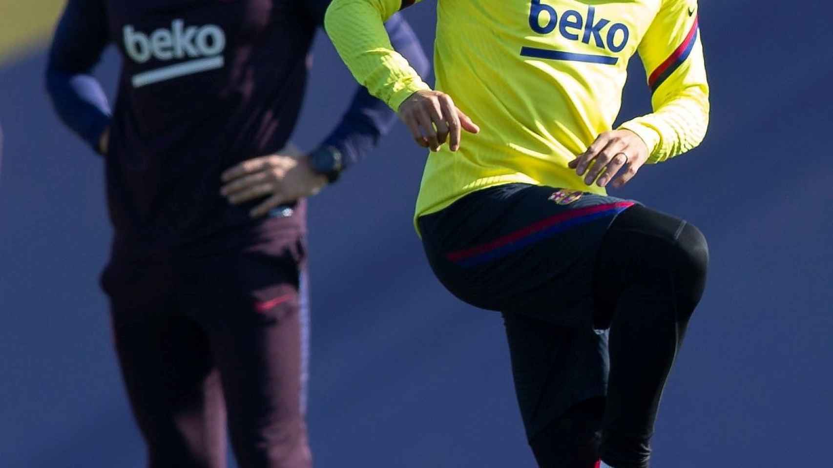 Martin Braithwaite en un entrenamiento del Barça / EFE