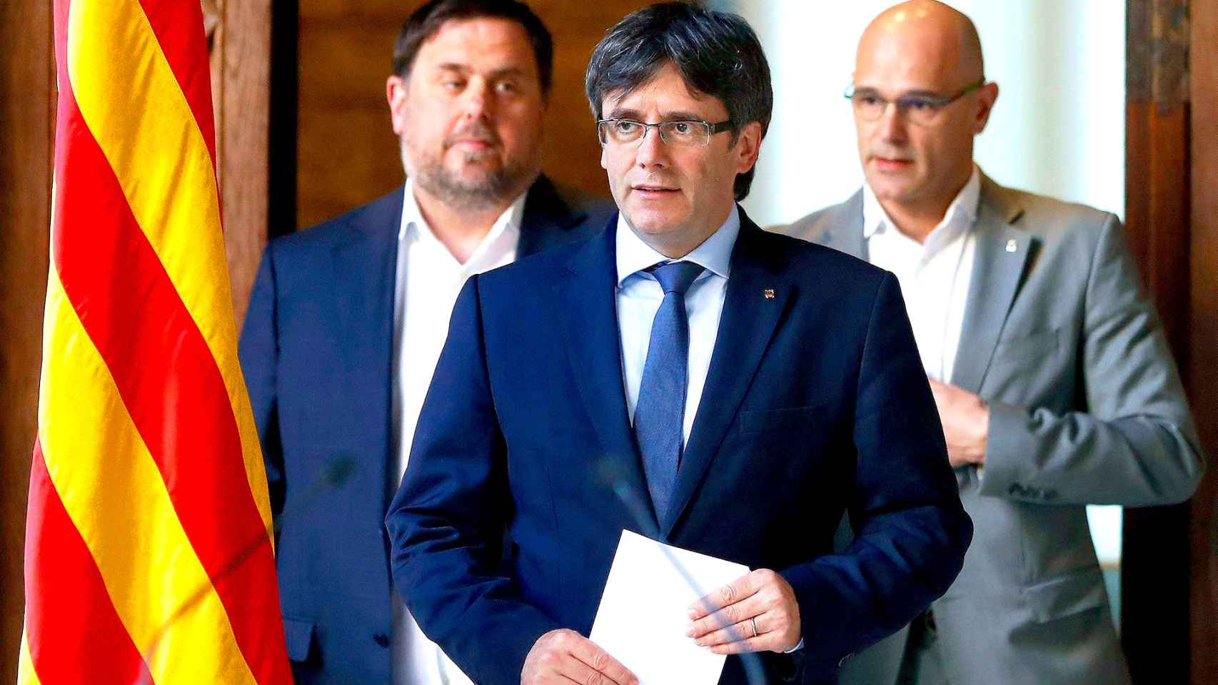 Oriol Junqueras, Carles Puigdemont y Raül Romeva, dirigentes del 'procés'