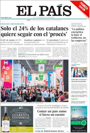 Portada de 'El País' del 27 de noviembre de 2017 / CG