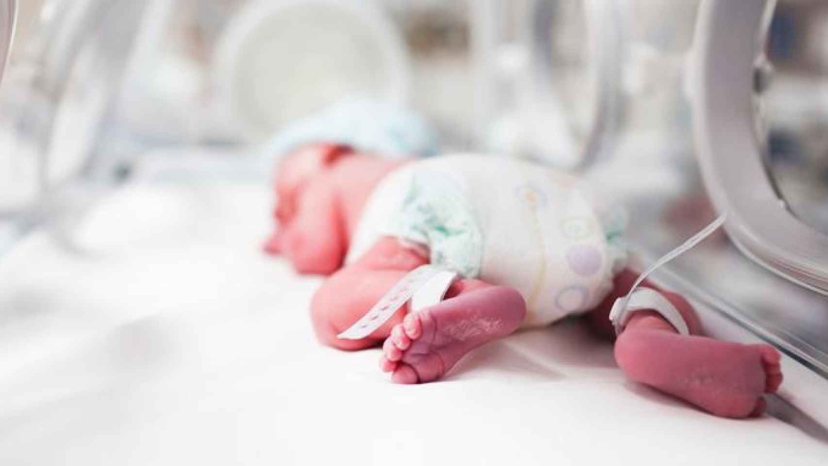 Imagen de archivo un bebé prematuro en una incubadora / CG
