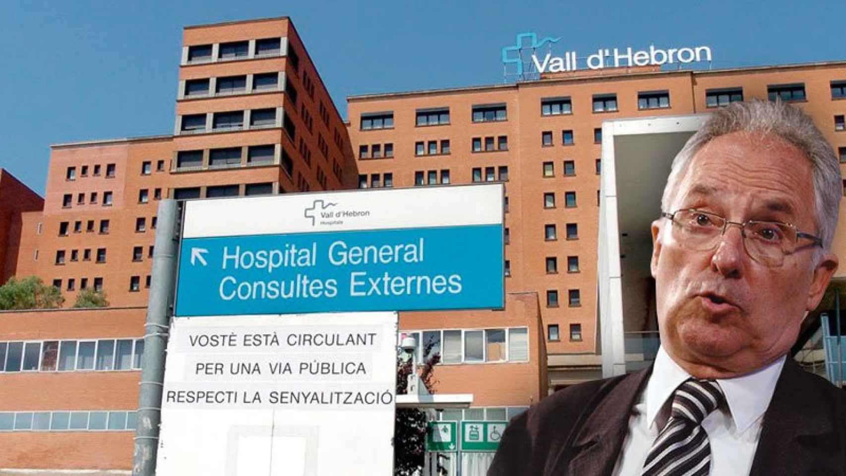 En Sindic de Greuges, Rafael Ribó, con la imagen del Hospital de Valle Hebrón detrás.