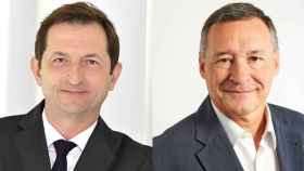 El consejero delegado de Suez, Bertrand Camus (i), y el presidente ejecutivo de Agbar, Àngel Simón (d) / CG