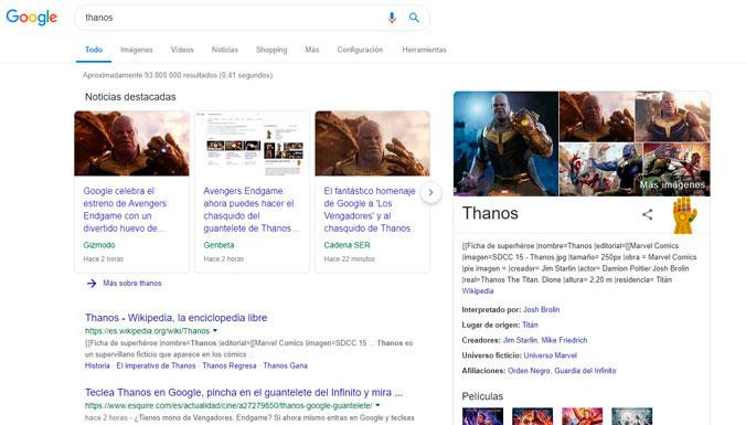 Búsqueda de Thanos en Google / GOOGLE