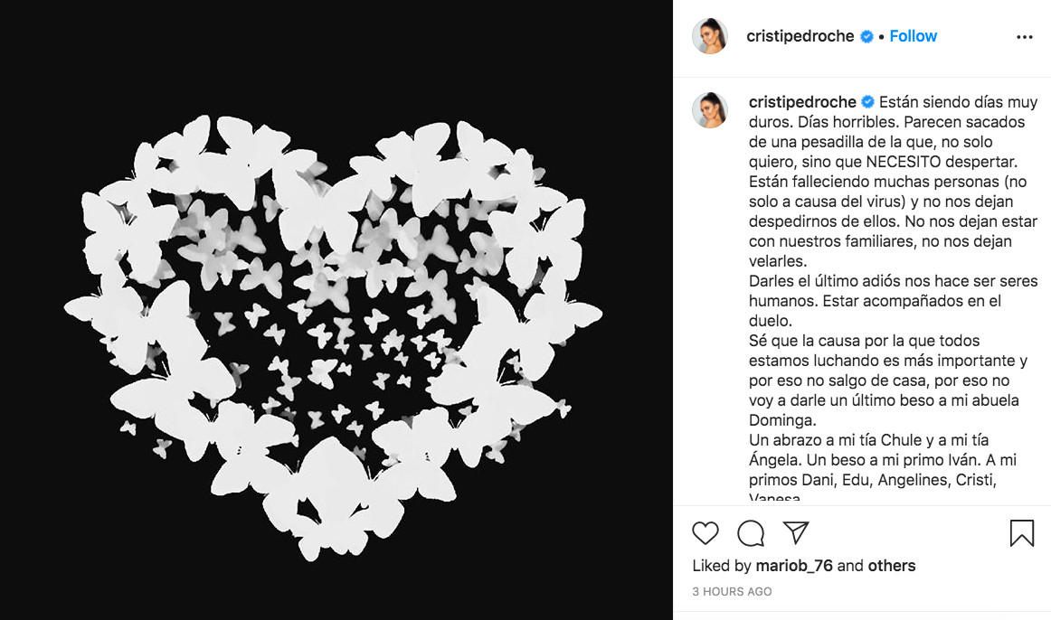 Cristina Pedroche anuncia el fallecimiento de su abuela Dominga en las redes sociales / INSTAGRAM