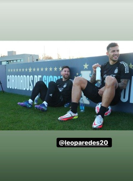 Publicación de Leo Messi con Leandro Paredes / Instagram