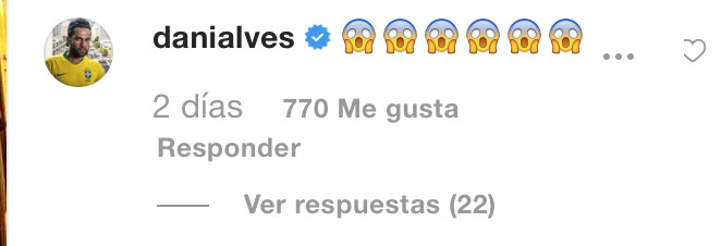 Dani Alves mensaje en la publicación de Shakira