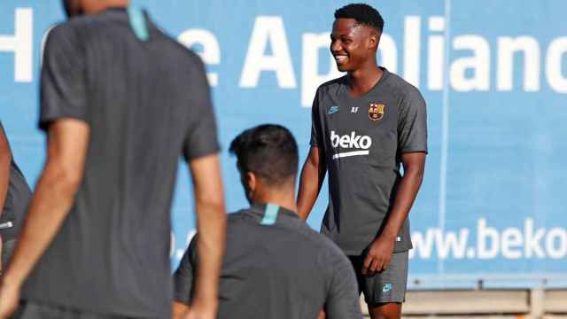 Ansu Fati entrenando con el Barça antes de enfrentarse al Inter de Milán / FC Barcelona