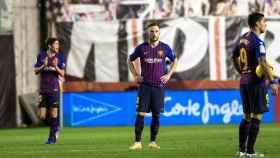 Los jugadores del Barça desolados en Vallecas / EFE