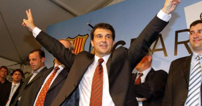Joan Laporta, eufórico, tras ganar las elecciones de 2003 / FCB