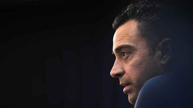 Xavi Hernández, durante una rueda de prensa, previa a un partido del Barça / EFE