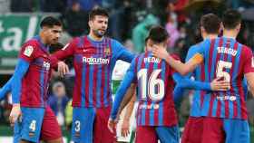 Jugadores del Barça tras finalizar un partido de la Liga / FCB
